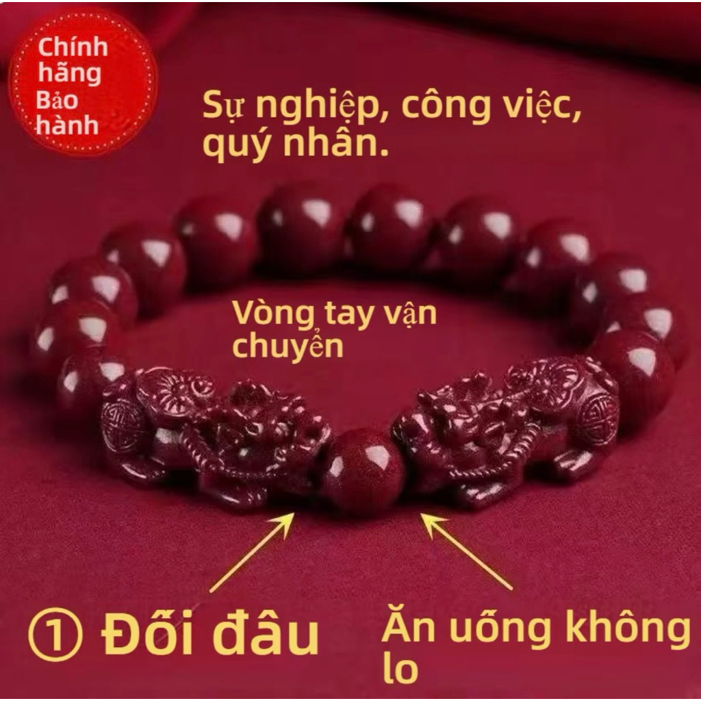 { Tặng Rùa Vàng + Túi Lộc} Vòng Chu Sa Song Tỳ Hưu May Mắn Tài Lộc