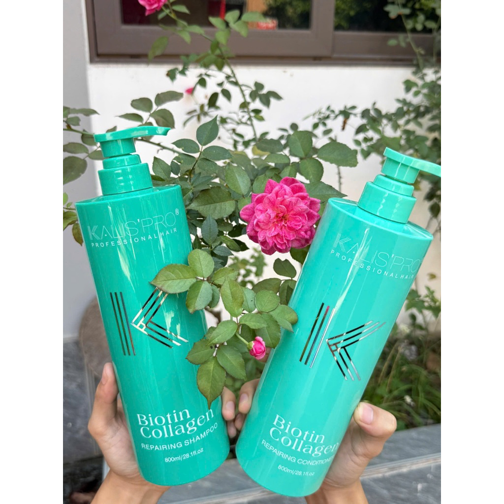 Dầu Gội Biotin Collagen Kalispro lưu hương lâu, hương nước hoa, phục hồi hư tổn, mềm mượt hỗ trợ mọc tóc, 800ml