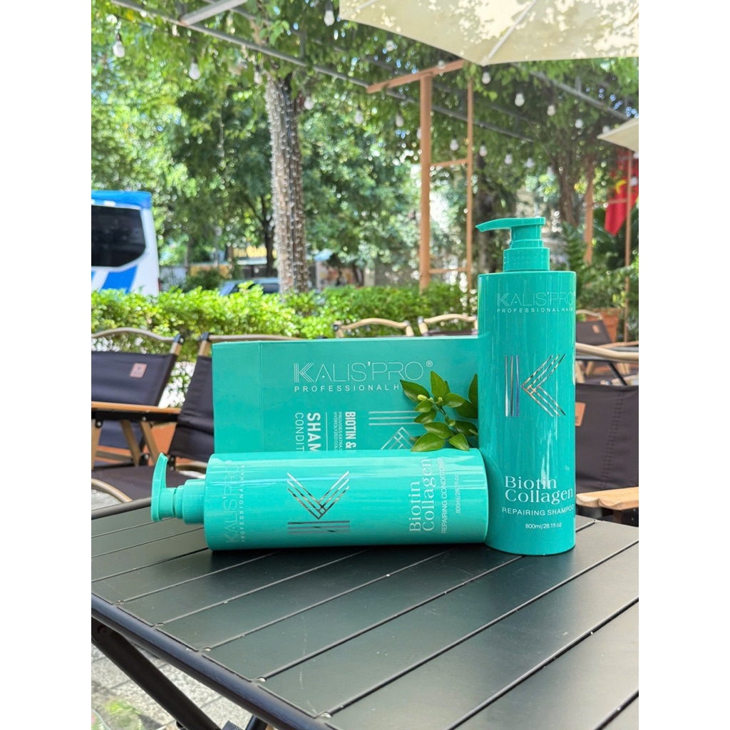 Dầu Gội Biotin Collagen Kalispro lưu hương lâu, hương nước hoa, phục hồi hư tổn, mềm mượt hỗ trợ mọc tóc, 800ml