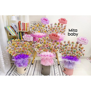Lẵng Hoa Kẹo Mút - Giỏ hoa kẹo mút siêu xinh làm quà tặng sinh nhật, trung thu, 20/10, 14/2, 1/6