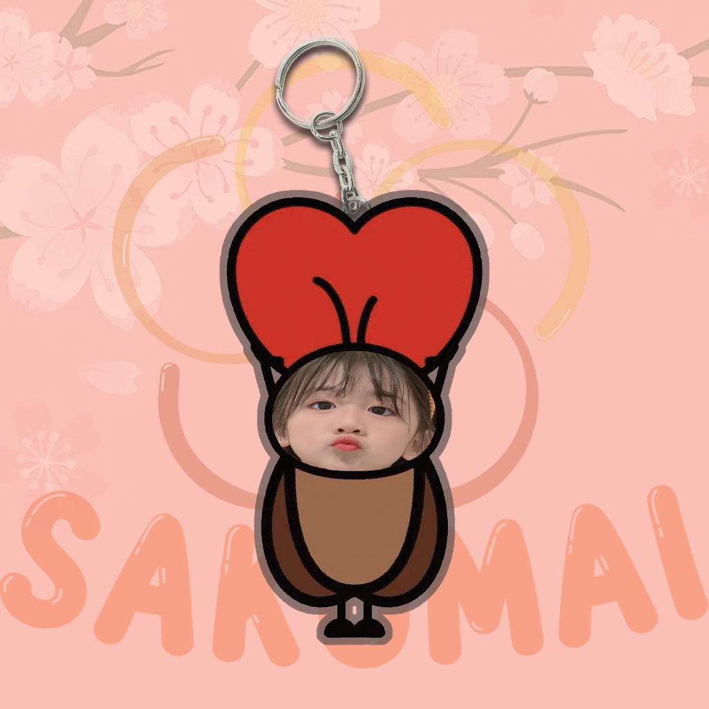 Móc Khoá Đôi, Móc Khoá Chibi Ghép Mặt Theo Yêu Cầu In 2 Mặt Acrylic Dễ Thương Cute Dùng Làm Quà Tặng Bạn Bè - SakuMai