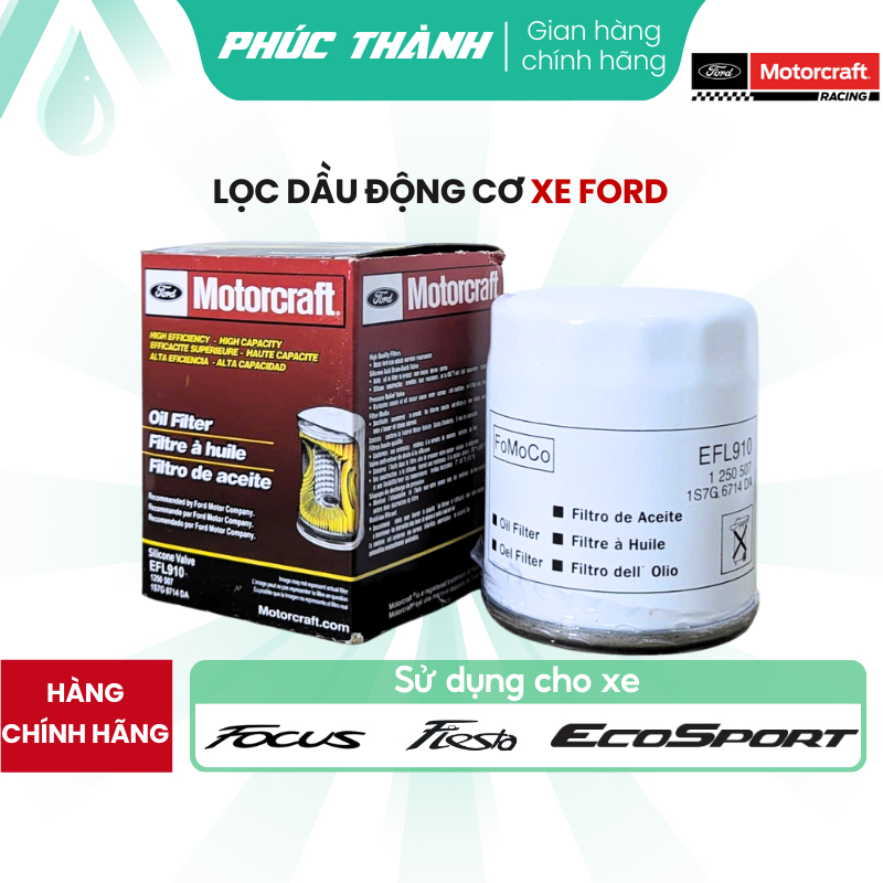 Lọc Dầu, Lọc Nhớt Động Cơ Xe FORD Focus. Fiesta, Ecosport (Mã: EFL910)