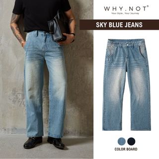[WHY.NOT x SALIM] Quần Jeans Nam Ống Suông WHY.NOT SKY BLUE BOYFRIEND JEAN - Quần Bò Nam Nữ Ống Rộng