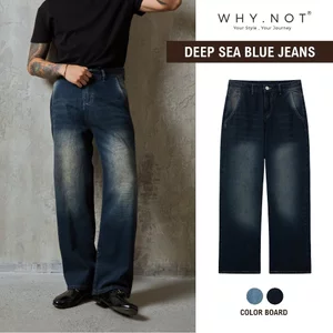 Quần Jeans Nam Ống Suông WHY NOT DEEP SEA BLUE BOYFRIEND JEAN - Quần Bò Form Suông Rộng