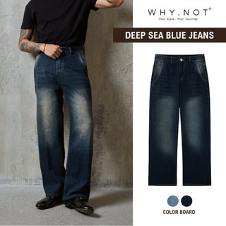 [WHY.NOT] Quần Jeans Nam Ống Suông WHY NOT DEEP SEA BLUE BOYFRIEND JEAN - Quần Bò Form Suông Rộng