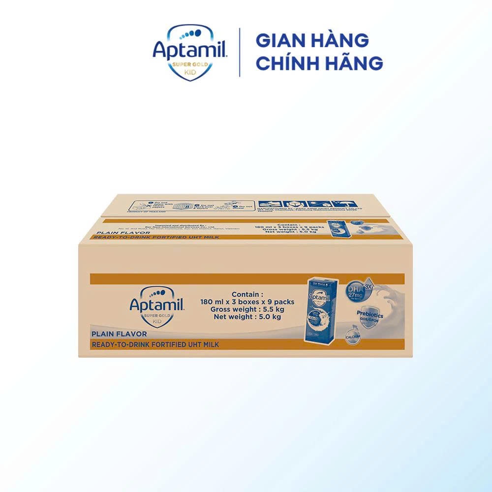 Thùng Sữa Dinh Dưỡng Pha Sẵn Aptamil KID, Aptamil Super Gold KID 180ml/110ml giúp phát triển trí não cho bé