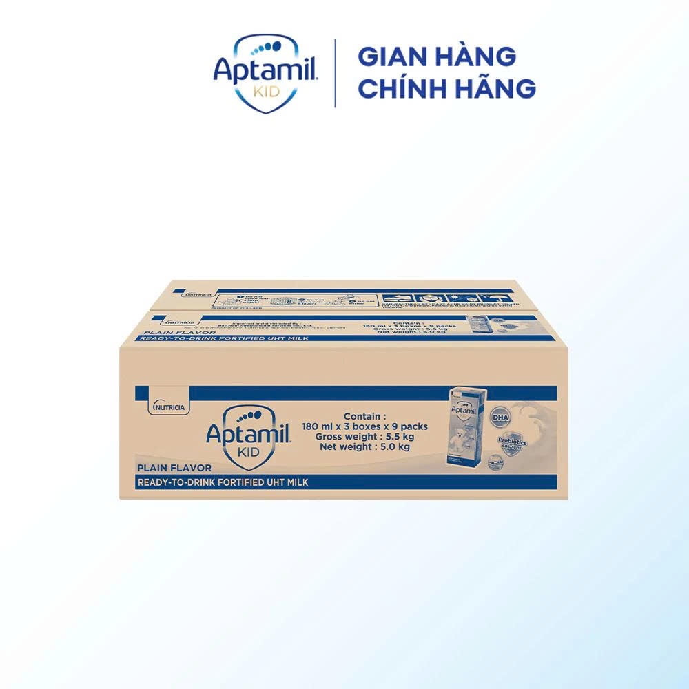 Thùng Sữa Dinh Dưỡng Pha Sẵn Aptamil KID, Aptamil Super Gold KID 180ml/110ml giúp phát triển trí não cho bé
