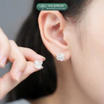 Khuyên tai bạc nữ TLEE cỏ bốn lá cánh tim đính đá đa sắc thu hút may mắn TLEE JEWELRY B0637 — ảnh 5