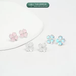 Khuyên tai bạc nữ TLEE cỏ bốn lá cánh tim đính đá đa sắc thu hút may mắn TLEE JEWELRY B0637 — ảnh 2