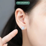 Khuyên tai bạc nữ TLEE cỏ bốn lá cánh tim đính đá đa sắc thu hút may mắn TLEE JEWELRY B0637 — ảnh 6