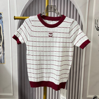 LT - Áo len nữ cổ tròn cộc tay len mongtoghi hoạ tiết xinh xắn free size 891