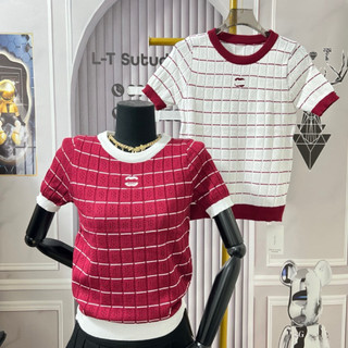 LT - Áo len nữ cổ tròn cộc tay len mongtoghi hoạ tiết xinh xắn free size 891