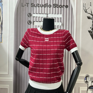 LT - Áo len nữ cổ tròn cộc tay len mongtoghi hoạ tiết xinh xắn free size 891