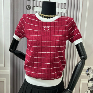 LT - Áo len nữ cổ tròn cộc tay len mongtoghi hoạ tiết xinh xắn free size 891