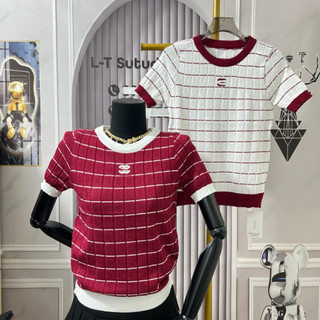 LT - Áo len nữ cổ tròn cộc tay len mongtoghi hoạ tiết xinh xắn free size 891