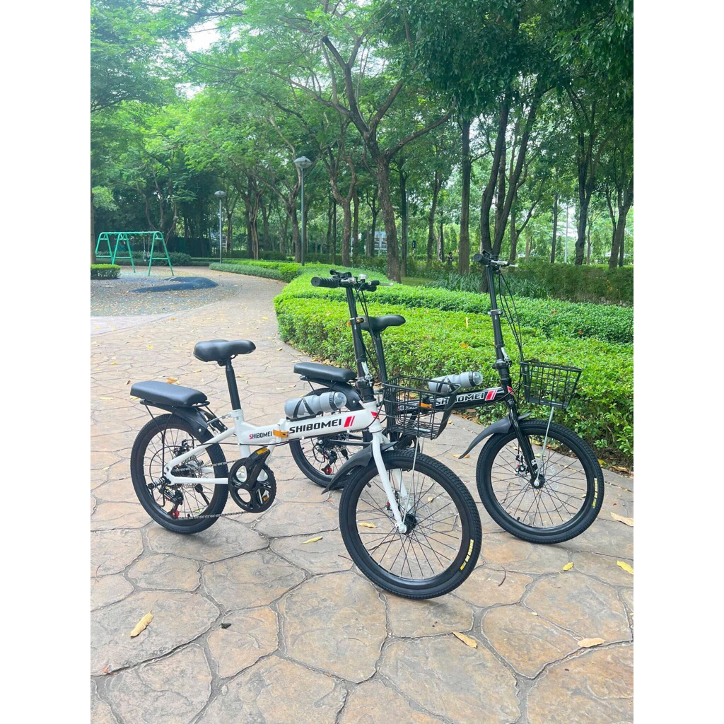 xe đạp gấp gọn Shibomei 20 inch vành nan hoa, có sẵn gacbaga. gấp gọn tiện lợi.