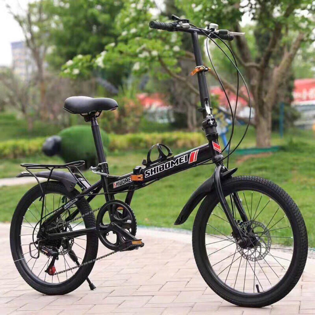 xe đạp gấp gọn Shibomei 20 inch vành nan hoa, có sẵn gacbaga. gấp gọn tiện lợi.