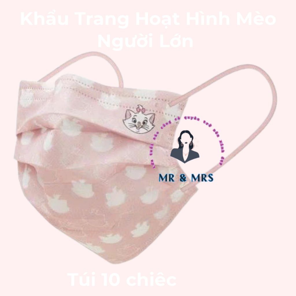 (Set 10/50c) Khẩu Trang Hoạt Hình Mèo Người Lớn