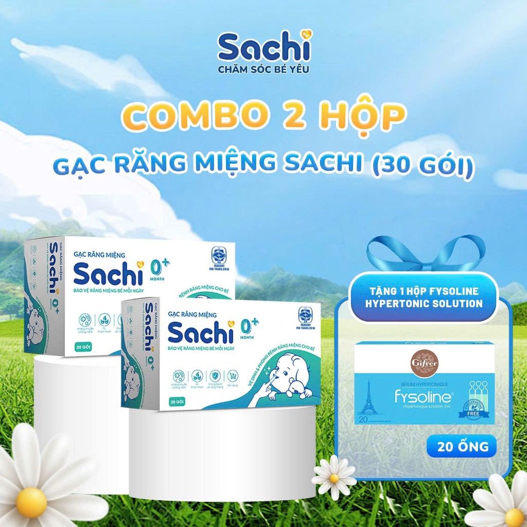 Gạc Rơ Lưỡi SACHI Dịch Chiết Lá Hẹ Dùng Vệ Sinh Răng Miệng An Toàn Cho Bé Từ 0 Tháng Tuổi
