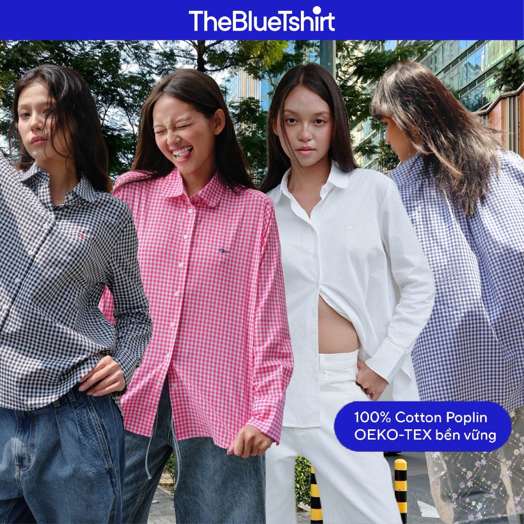TheBlueTshirt - Áo sơ mi phom oversize tay dài vạt bầu to cho nữ - Miss Oversize Shirt - Women