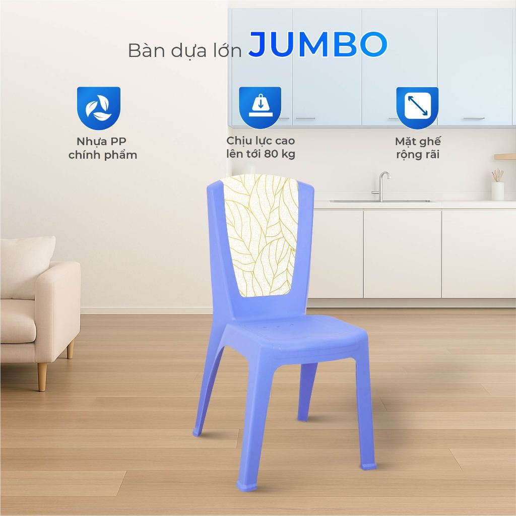 Ghế nhựa tựa lưng Jumbo QUI PHÚC, size lớn, combo 4,6,10, chống kẹt ghế, chắc chắn, bền màu, an toàn