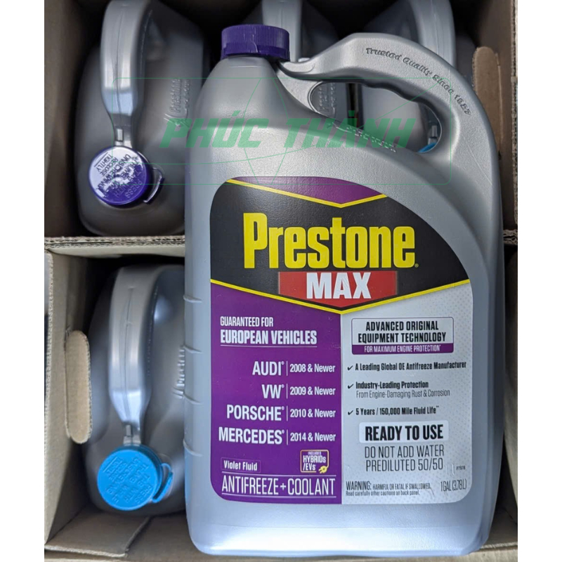 Nước Làm Mát Ô-tô Châu Âu Màu Tím Prestone MAX European Vehicles 3,78L  Nhập Mỹ - Chính Hãng