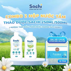 Combo 2 Nước Tắm Thảo Dược SACHI Ngừa Rôm Sảy, Làm Ấm Hỗ Trợ Ngăn Cảm Cúm, Cảm Lạnh Cho Bé Lọ 250ml