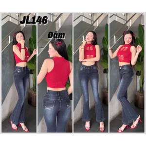 Quần Jeans Nữ Lưng Cao Ống Loe Dài Thời Trang