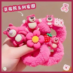 Dây cột tóc hình gấu dâu lông mềm (1 cái)