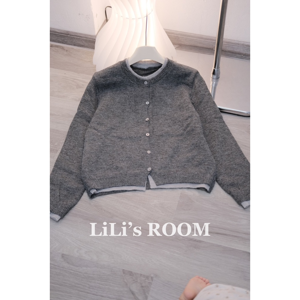 [539] Khoác cardigan len xám hai lớp cho nữ basic đơn giản dễ phối form dáng rộng thoải mái (may liền, ko kèm áo trắng) | BigBuy360 - bigbuy360.vn