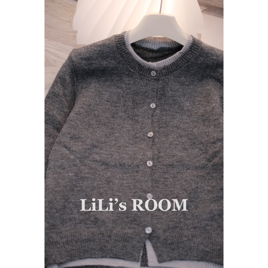 [539] Khoác cardigan len xám hai lớp cho nữ basic đơn giản dễ phối form dáng rộng thoải mái (may liền, ko kèm áo trắng) | BigBuy360 - bigbuy360.vn