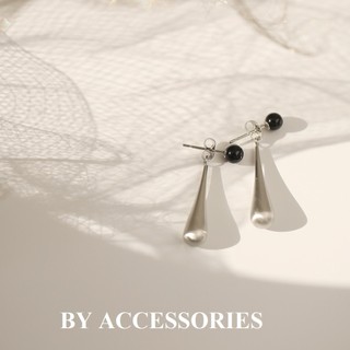 Bông tai nữ titan kiểu giọt nước mạ vàng không gỉ phối đá mã não WE2513 BY ACCESSORIES