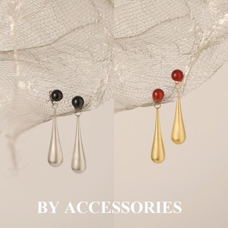 Bông tai nữ titan kiểu giọt nước mạ vàng không gỉ phối đá mã não WE2513 BY ACCESSORIES