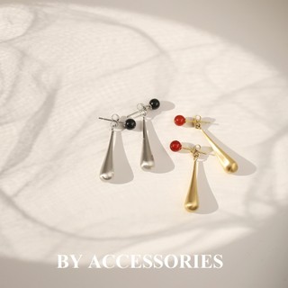 Bông tai nữ titan kiểu giọt nước mạ vàng không gỉ phối đá mã não WE2513 BY ACCESSORIES