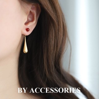 Bông tai nữ titan kiểu giọt nước mạ vàng không gỉ phối đá mã não WE2513 BY ACCESSORIES