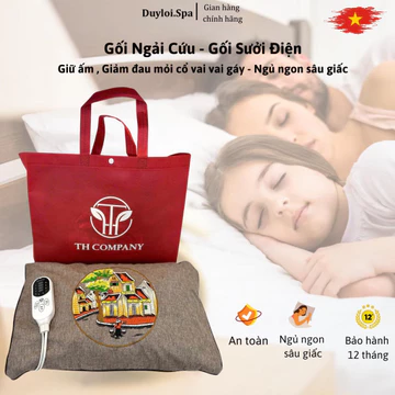 Gối Ngải Cứu Thảo Dược Đông y | Gối Sưởi Điện Ngải Cứu Thảo Dược giúp giảm stress, dễ ngủ