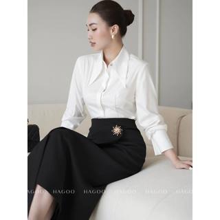 Chân váy nữ dáng dài công sở HAGOO thiết kế mix khuy mặt trời trẻ trung thanh lịch [ CV473 ]