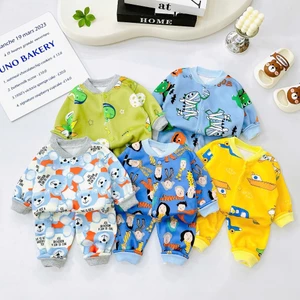 ĐỒ BỘ DÀI VẢI NỈ BÔNG Cho Bé Mặc Mùa Lạnh, size 6 - 15kg, giữ ấm tốt, kiểu dáng dễ thương - MS69
