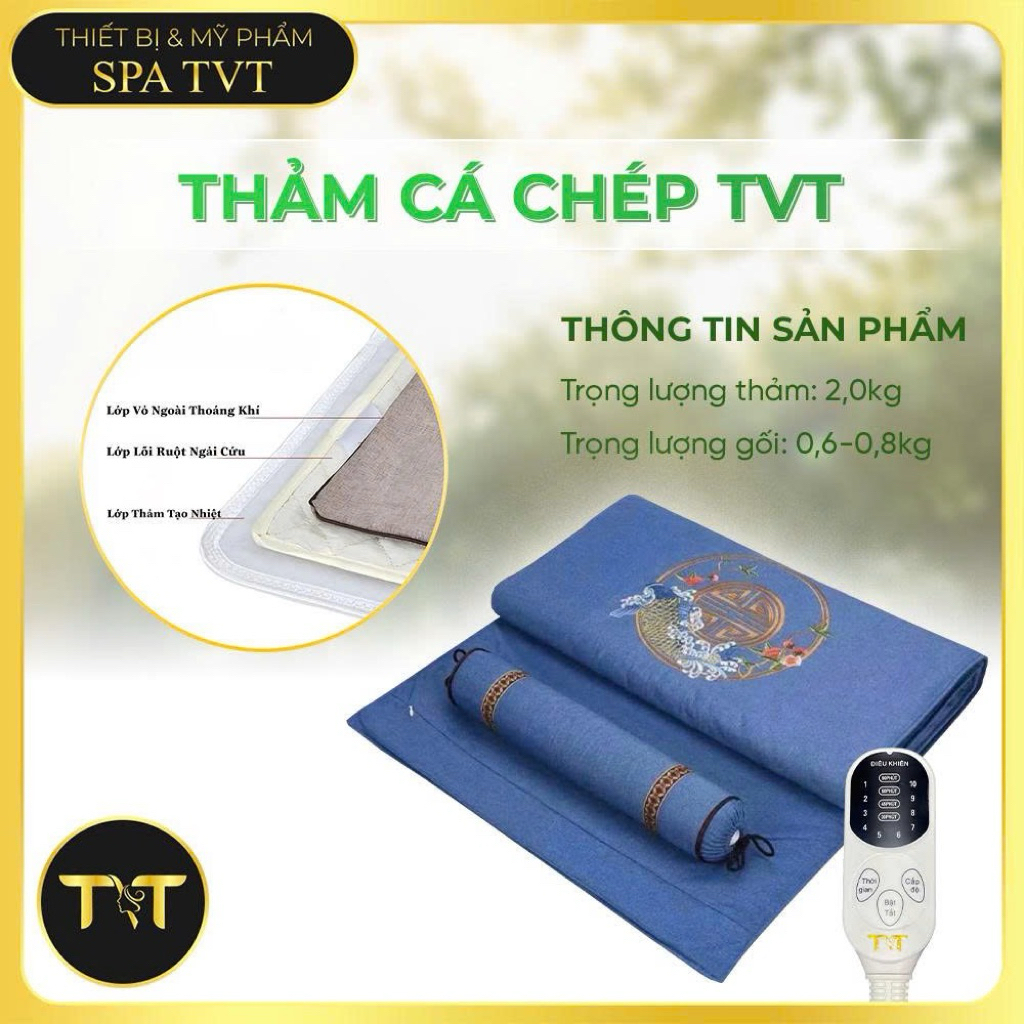 CHÍNH HÃNG THẢM CÁ CHÉP TVT KÈM GỐI TRÒN NGẢI CỨU, THẢM NGẢI CỨU DƯỠNG SINH