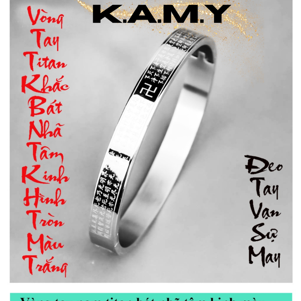 Vòng tay nam bát nhã tâm kinh vạn sự may titan không đen, không gỉ bền màu - Trang Sức KAMY