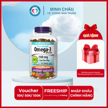 [HÀNG CTY, CÓ TEM PHỤ] Viên Uống Omega3, Dầu Cá Cô Đặc Hỗ Trợ Sức Khỏe Webber Naturals Triple Strength Omega-3