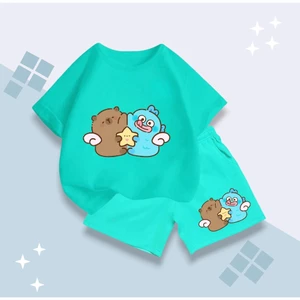 Bộ Cotton Mùa Hè Cho Bé – Hình CapyBara Ôm Sao Vàng Cùng Chim Xanh, Vải Mềm Mịn, Thoáng Khí (M 277)