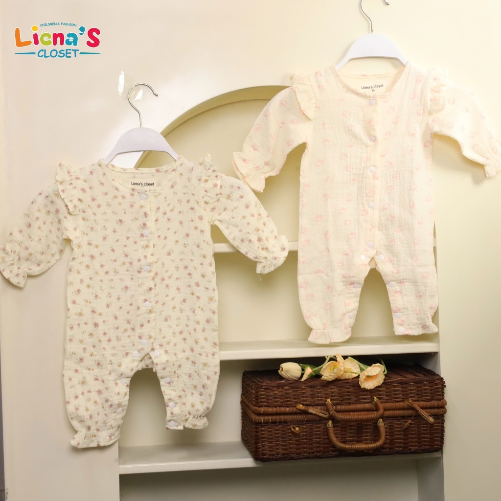 Bodysuit Dài Tay Cánh Tiên Vải Xô Hàn Muslin Cho Bé Yêu