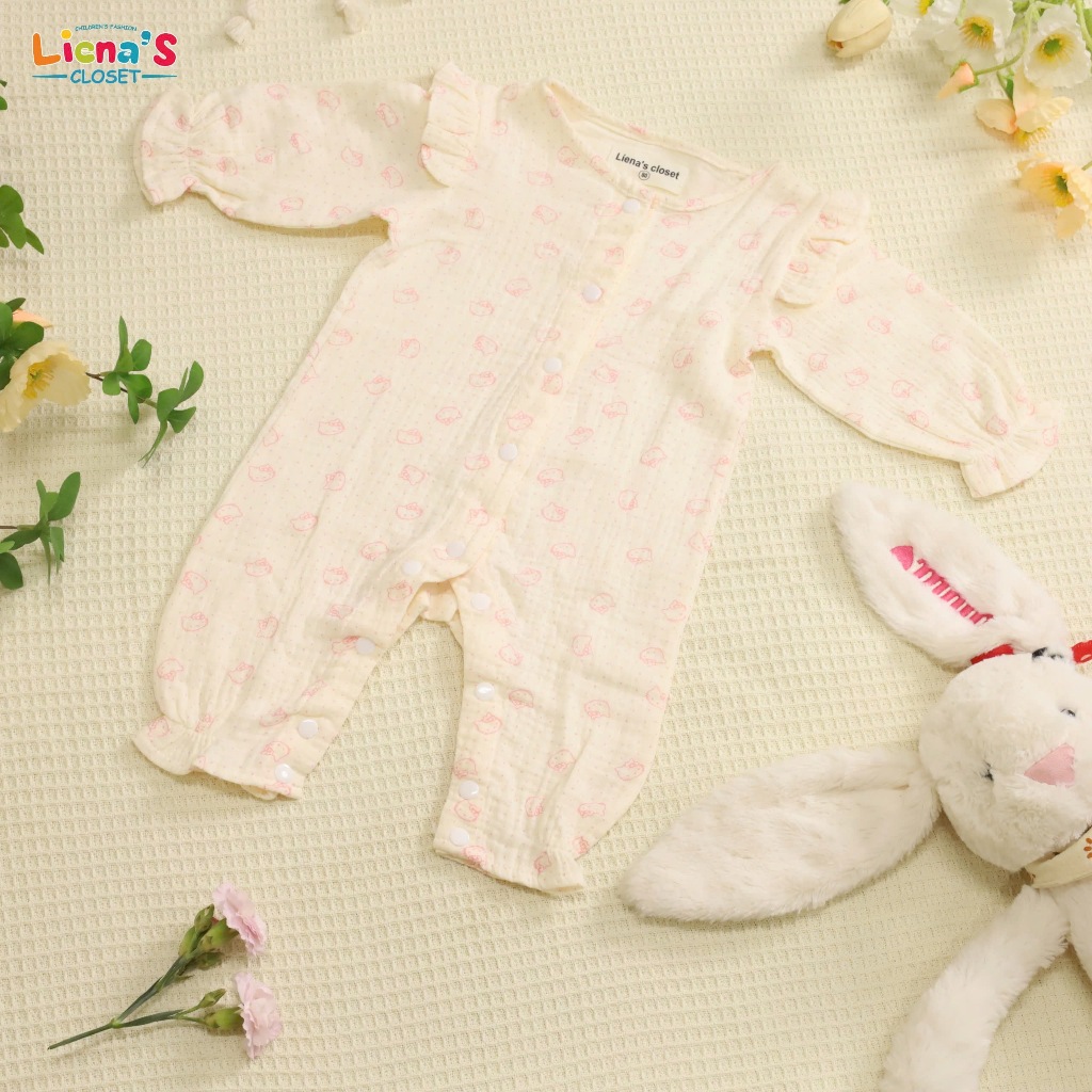 Bodysuit Dài Tay Cánh Tiên Vải Xô Hàn Muslin Cho Bé Yêu