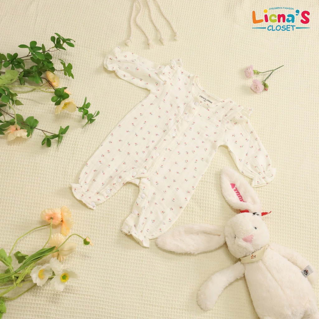 Bodysuit Dài Tay Cánh Tiên Vải Xô Hàn Muslin Cho Bé Yêu