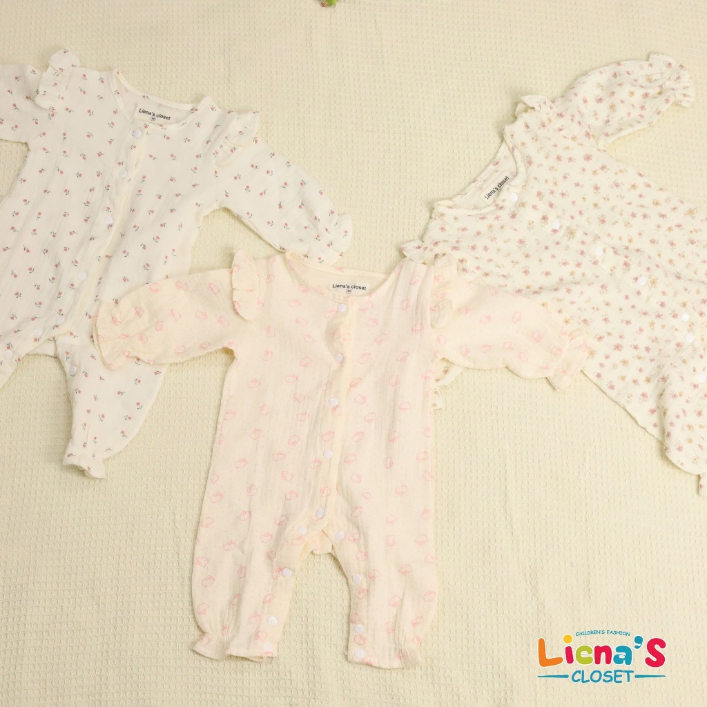 Bodysuit Dài Tay Cánh Tiên Vải Xô Hàn Muslin Cho Bé Yêu