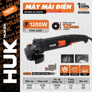 Máy Mài Điện HUKAN G3-A125TD (Gen3) | Công Suất 1200W – Lưỡi 125mm – Tốc Độ 10000 V/p – Chính Hãng, BH 12 Tháng