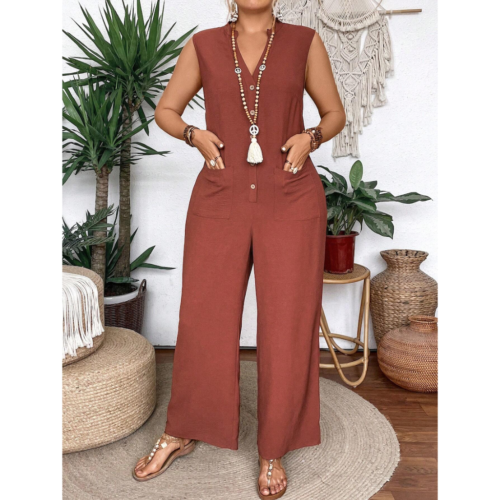 Đồ Bay Nữ Big Size Sát Nách Phong Cách Bohemian - Jumpsuit Hè Có Túi Dáng Rộng Thoải Mái YN007