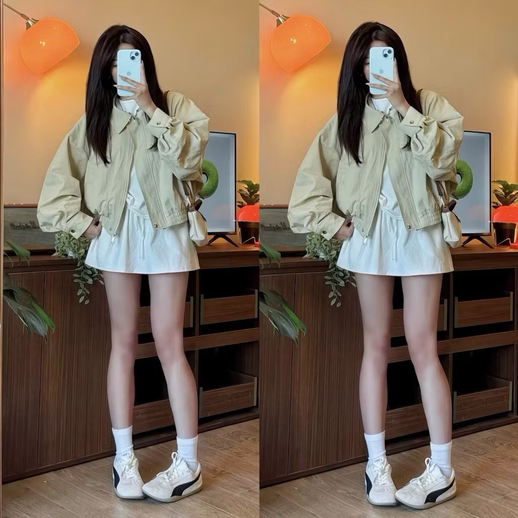 [HÀNG QC/ LOẠI 1] ÁO KHOÁC BOMBER CHẤT KAKI MỀM CỔ BẺ FORM DÁNG RỘNG ...