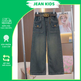 Quần Jean Bé Gái Ống Rộng Dễ Thương – Túi Hộp Xinh Xắn (Size 24–52kg)